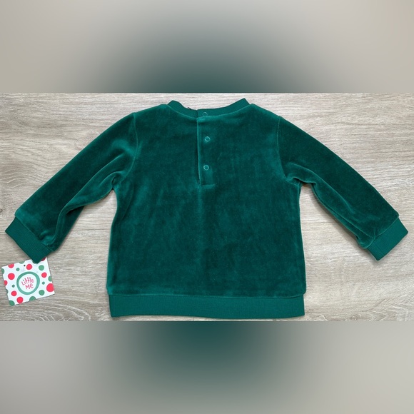 Little Me 2 Piece Pant Set “My First Christmas” Santa Velour Green - Picture 8 of 8